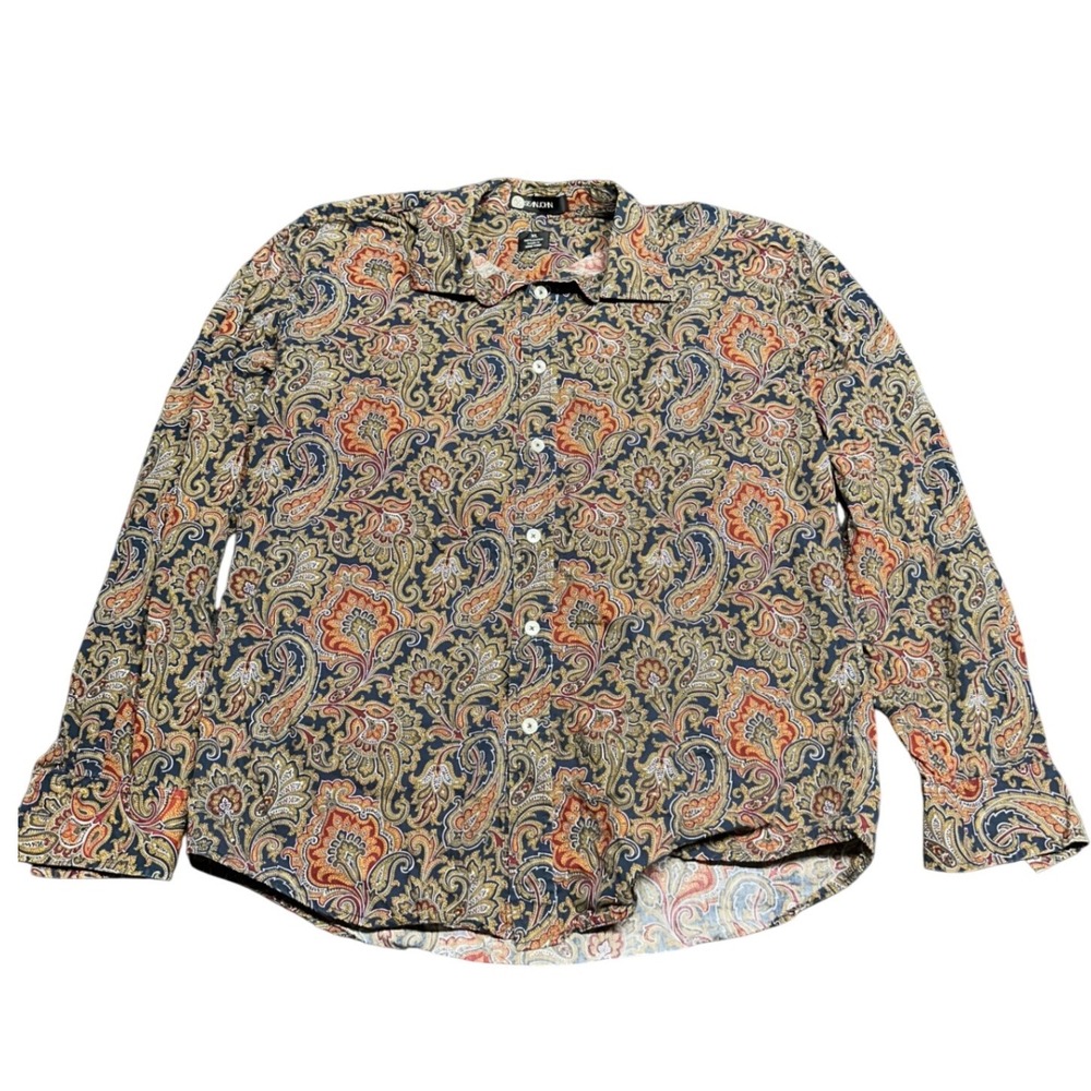 Vintage Sean John Dress Shirt Paisley Mens XL Retro Designer Lux Bold Eclectic